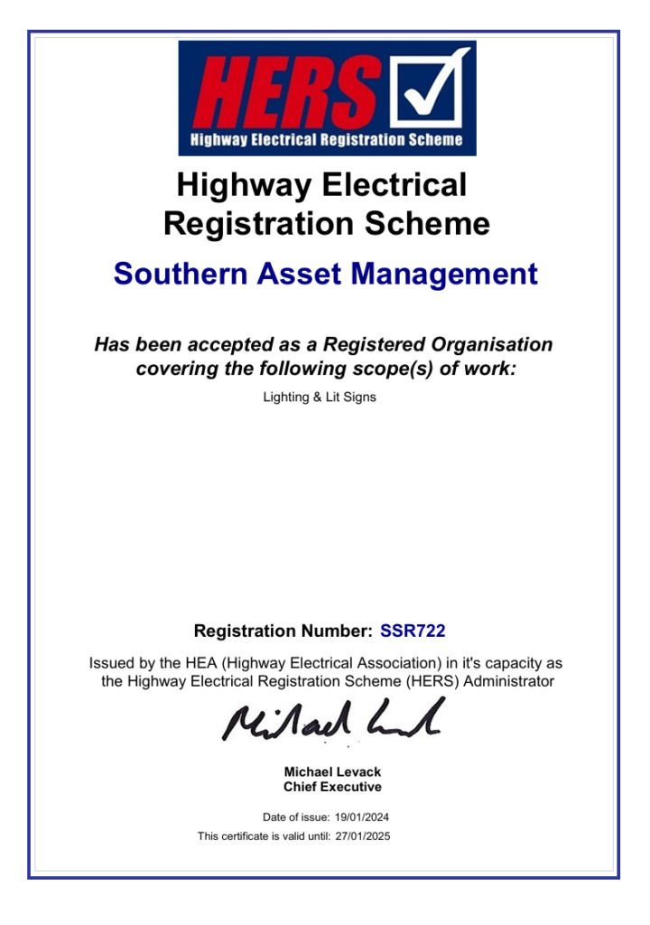 Highway Electrical Registration Scheme (Certification)